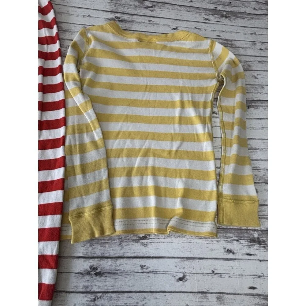 Hanna Andersson Kids Yellow Red Striped Christmas Holiday Pajama Set‎ 5 Snug Fit